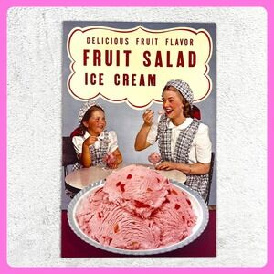 1949‎ Fruit Salad Ice Cream Vintage Advertising Sign 20" Cardboard Kitchen